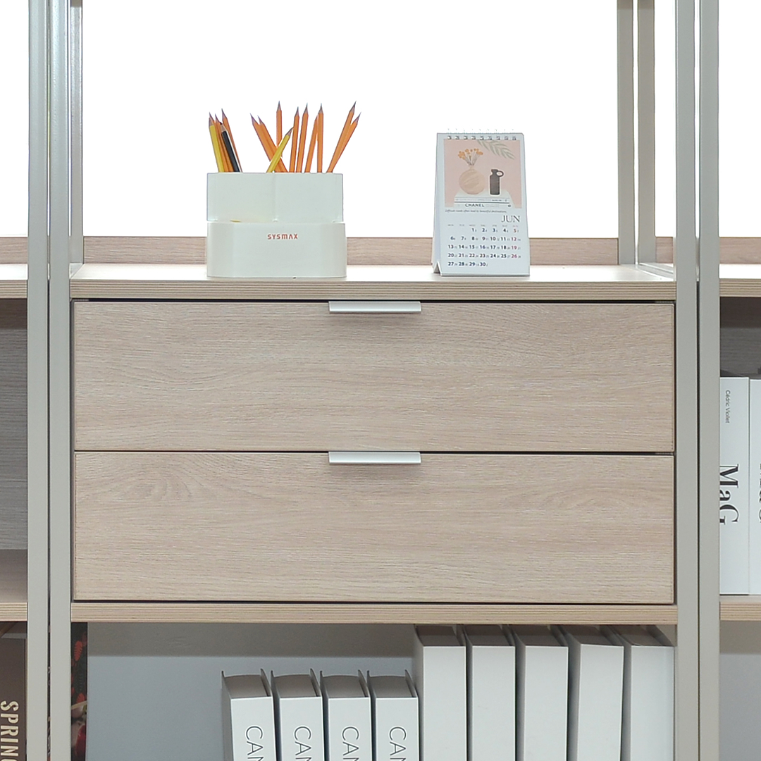 LEON 4 Tier Bookshelf 600 (2 darwers)