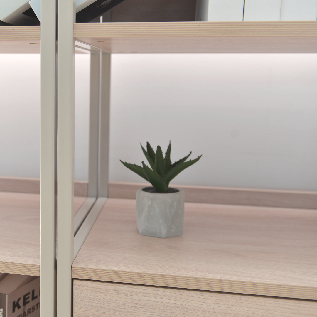 LEON 4 Tier Bookshelf 600 (2 darwers)