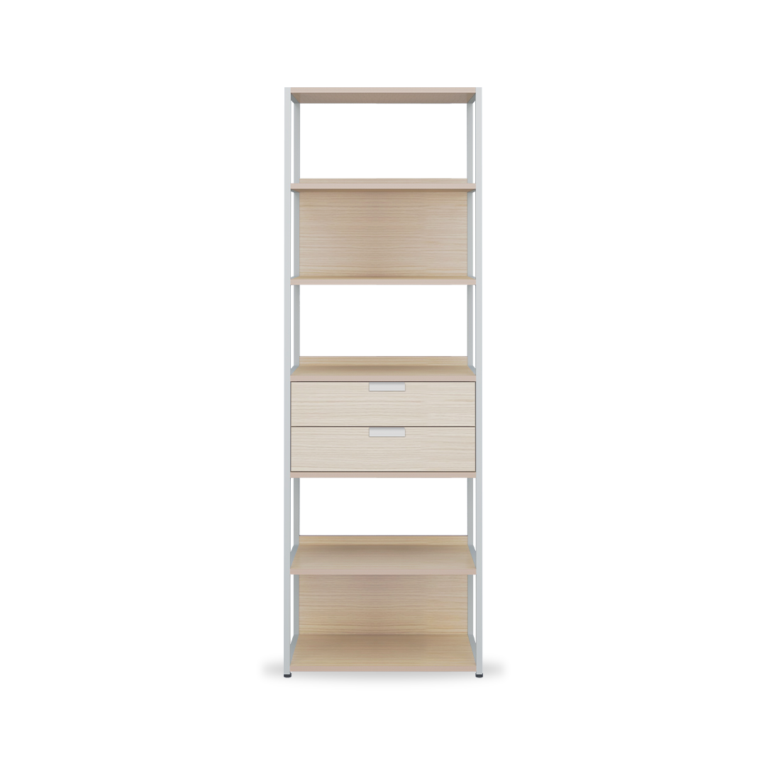 LEON 6 Tier Bookshelf 600 (2 drawers)
