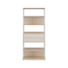 LEON 6 Tier Bookshelf 800 (2 drawers)
